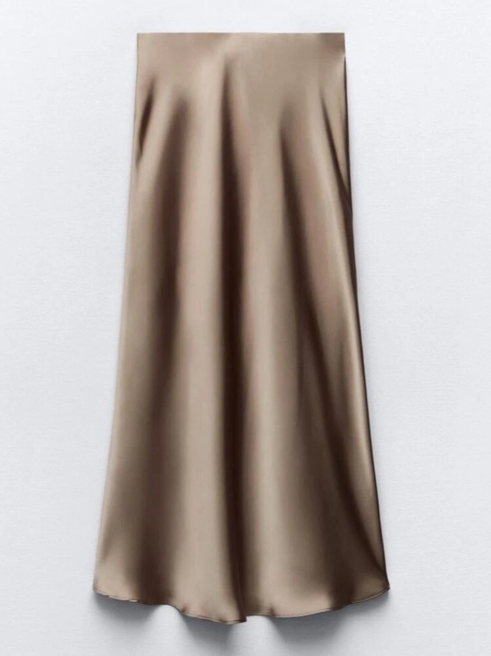 Zara Satin Maxi Skirt in Taupe